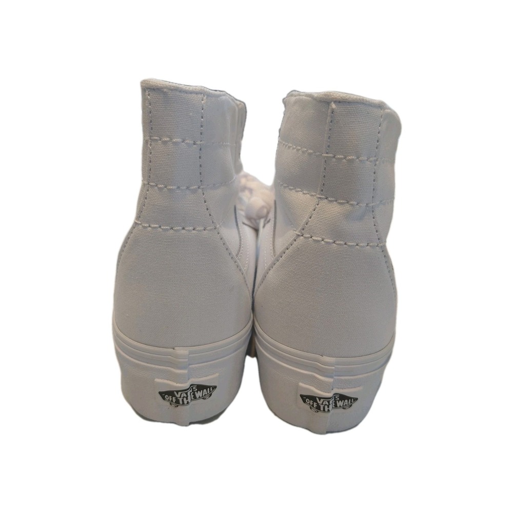 Vans Sk8 Hi Stacked Unisex Triple White Skate Shoes Canvas Platform NEW - Picture 3 of 16